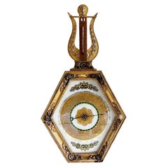 18th Century Gold French Gilded Wood Barometer, Antique Parisian Thermometer