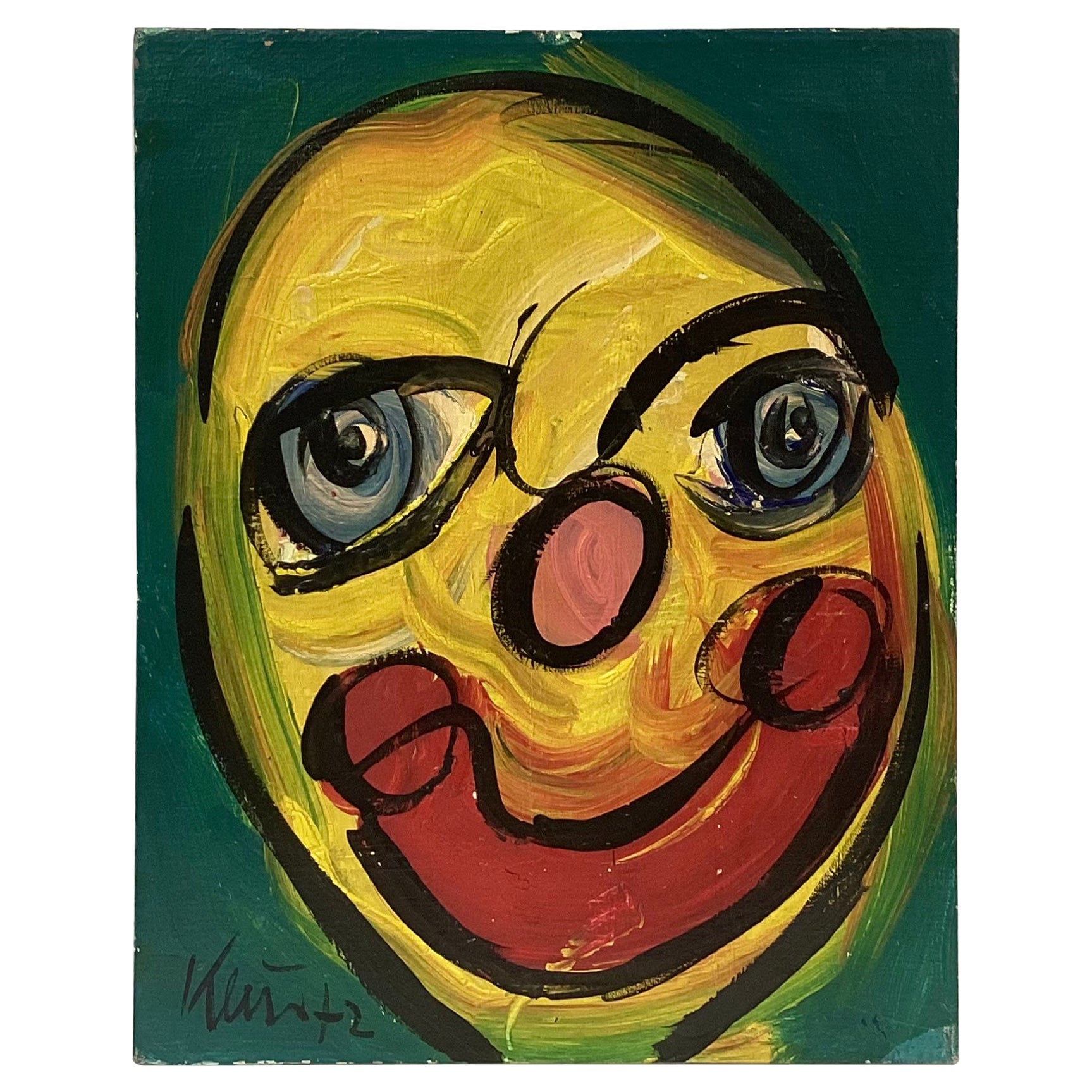 Öl auf Leinwand, „Der Clown“, Gemälde von Peter Keil im Angebot