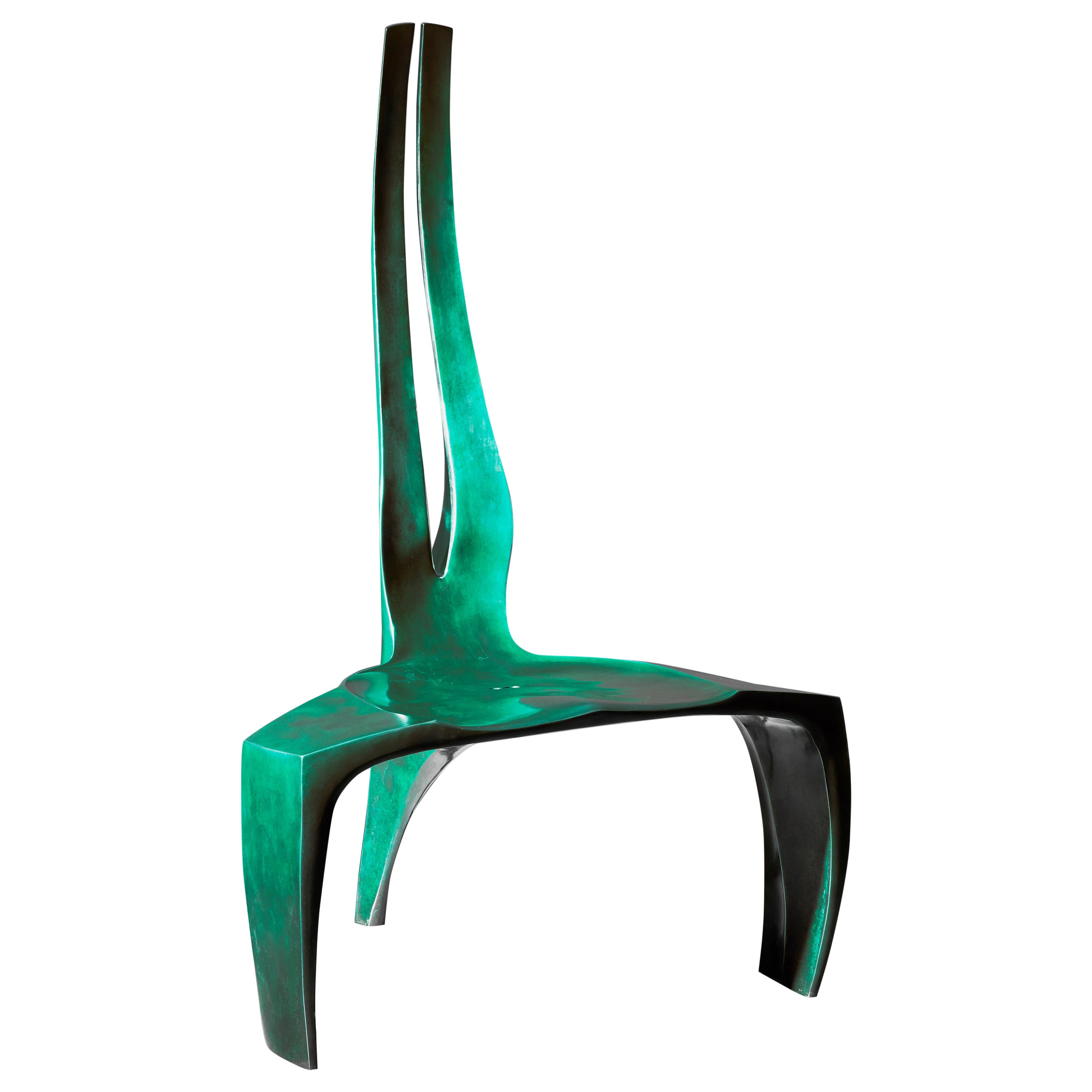 Contemporary, Green and Unique Bronze Casted Dragon Kre Chair by Alun Heslop For Sale