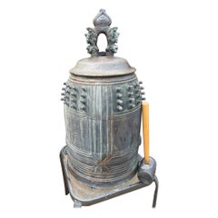 Japanese Huge Antique Bronze Bell Signed and Dated 1794, 18th Century