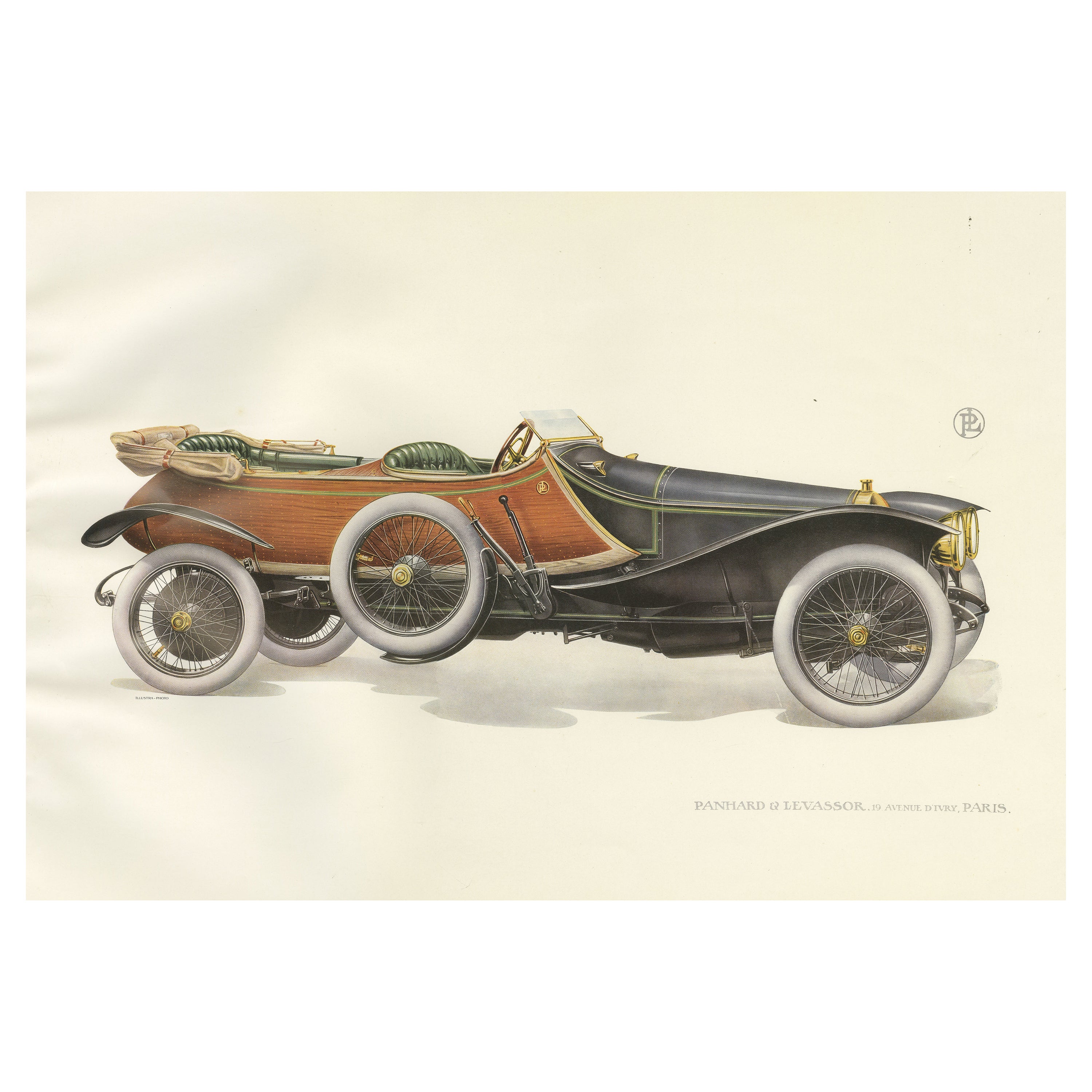 Antique Print of the Panhard et Levassor Skiff-Torpedo Car, 1914 For Sale