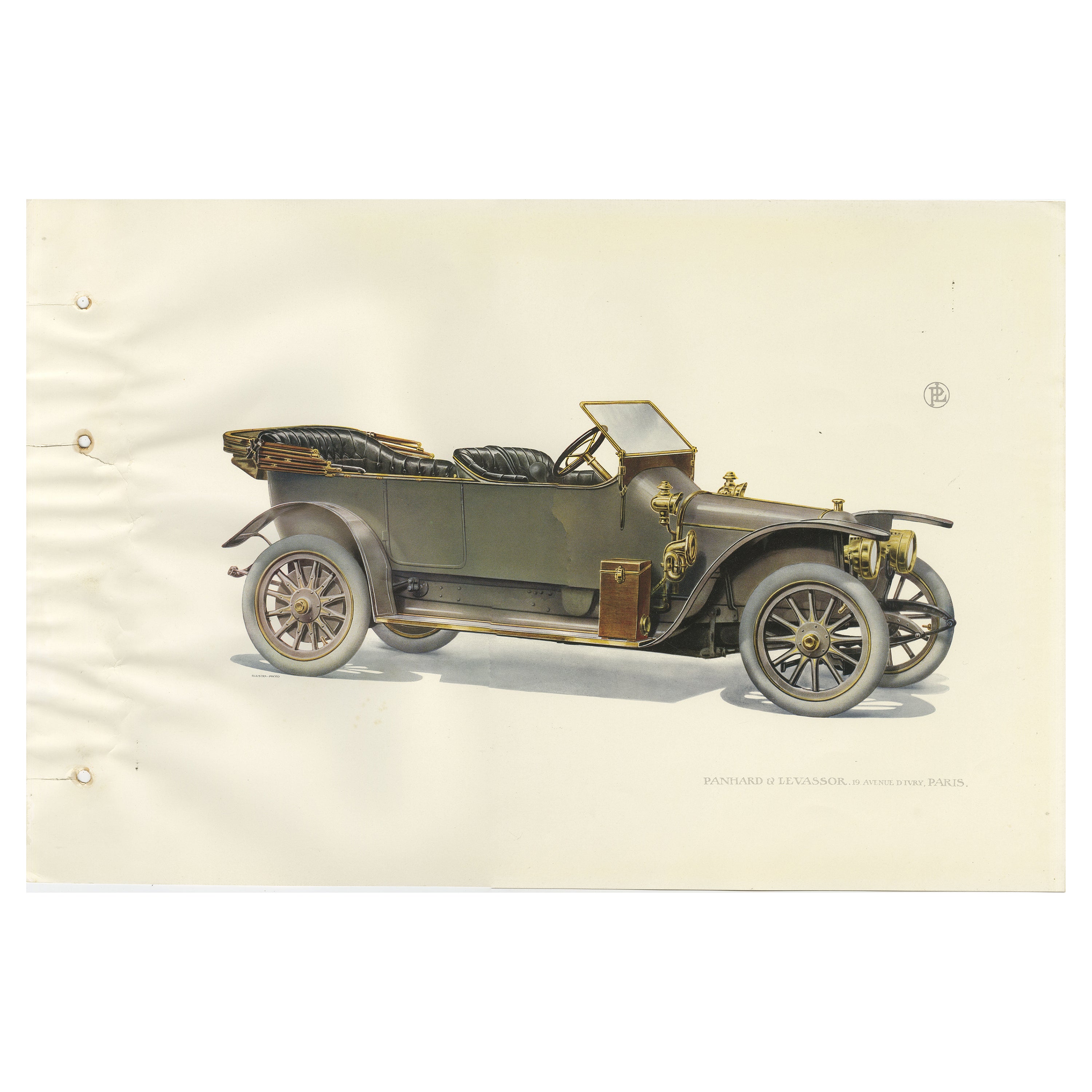 Antique Print of the Panhard et Levassor Torpedo Car, 1914