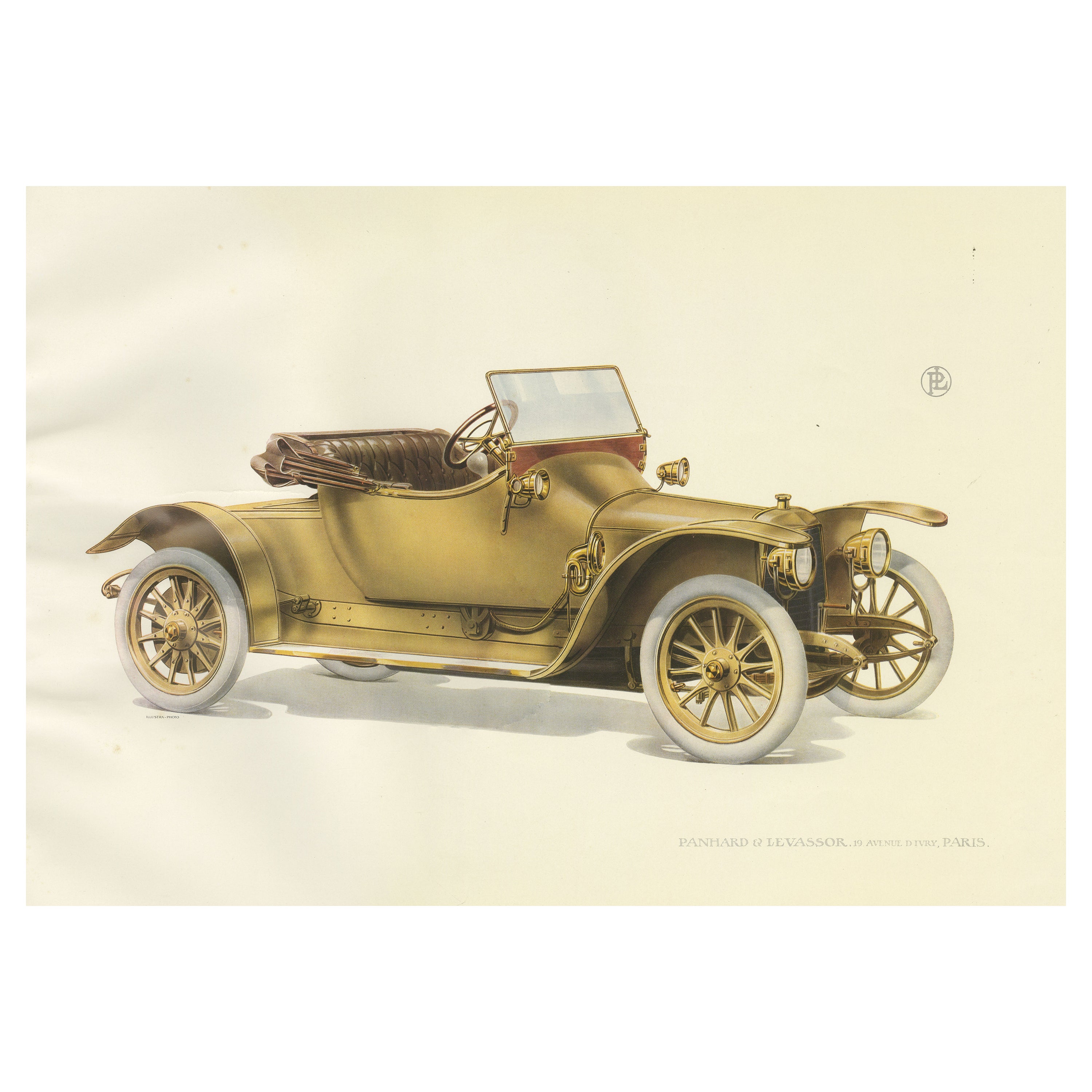 Impression ancienne originale du Panhard et Levassor Deux Bauqets Car, 1914 en vente