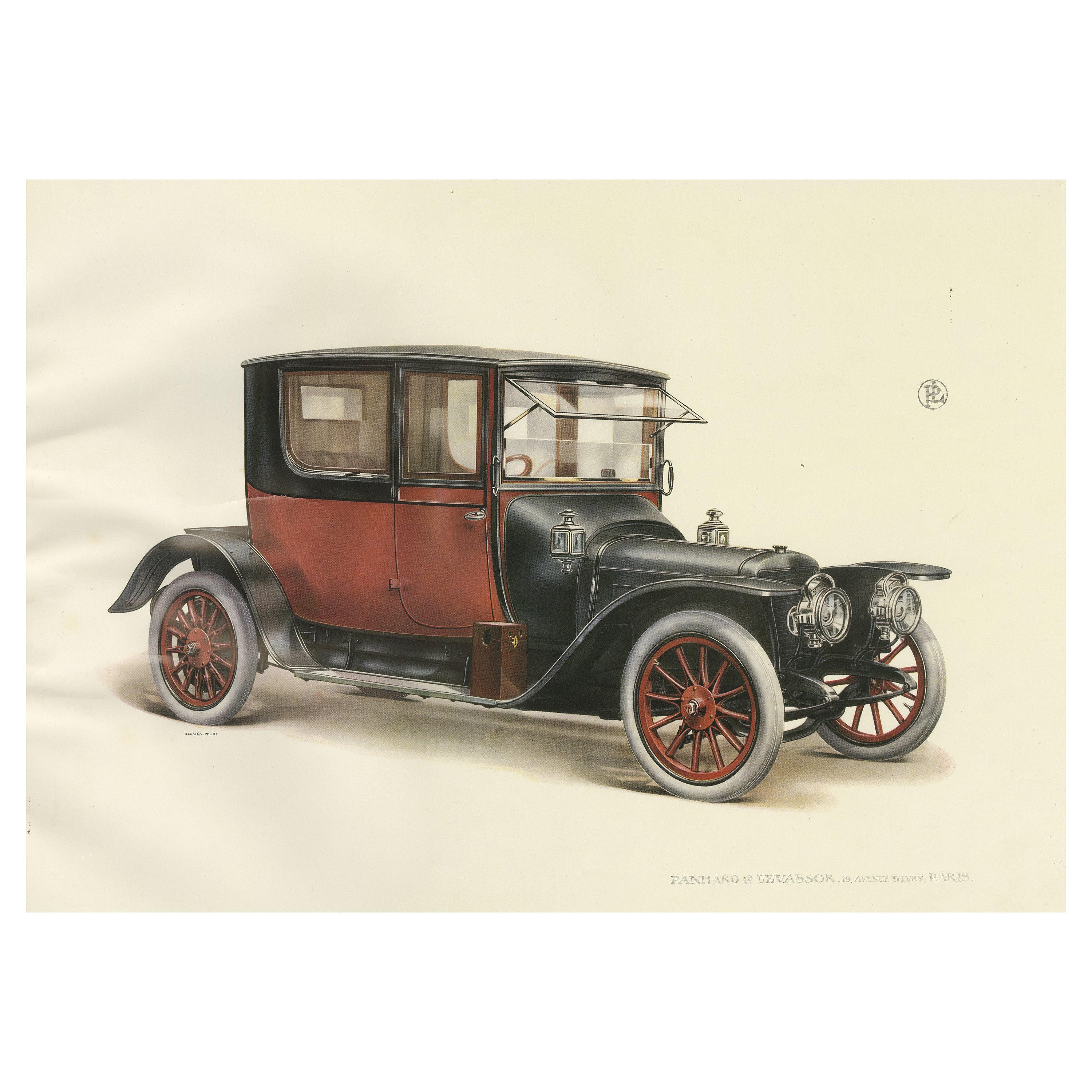 Impression ancienne de la voiture de conduite Panhard et Levassor Coupe 4pl, 1914