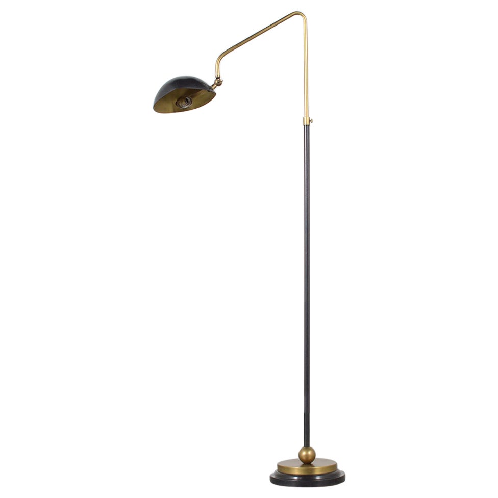 Mid-Century Modern Brass Floor Lamp with Adjustable Dimmer