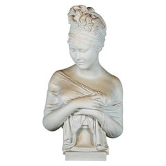 Antique French Faience Bust of Madame Recamier, After Houdon