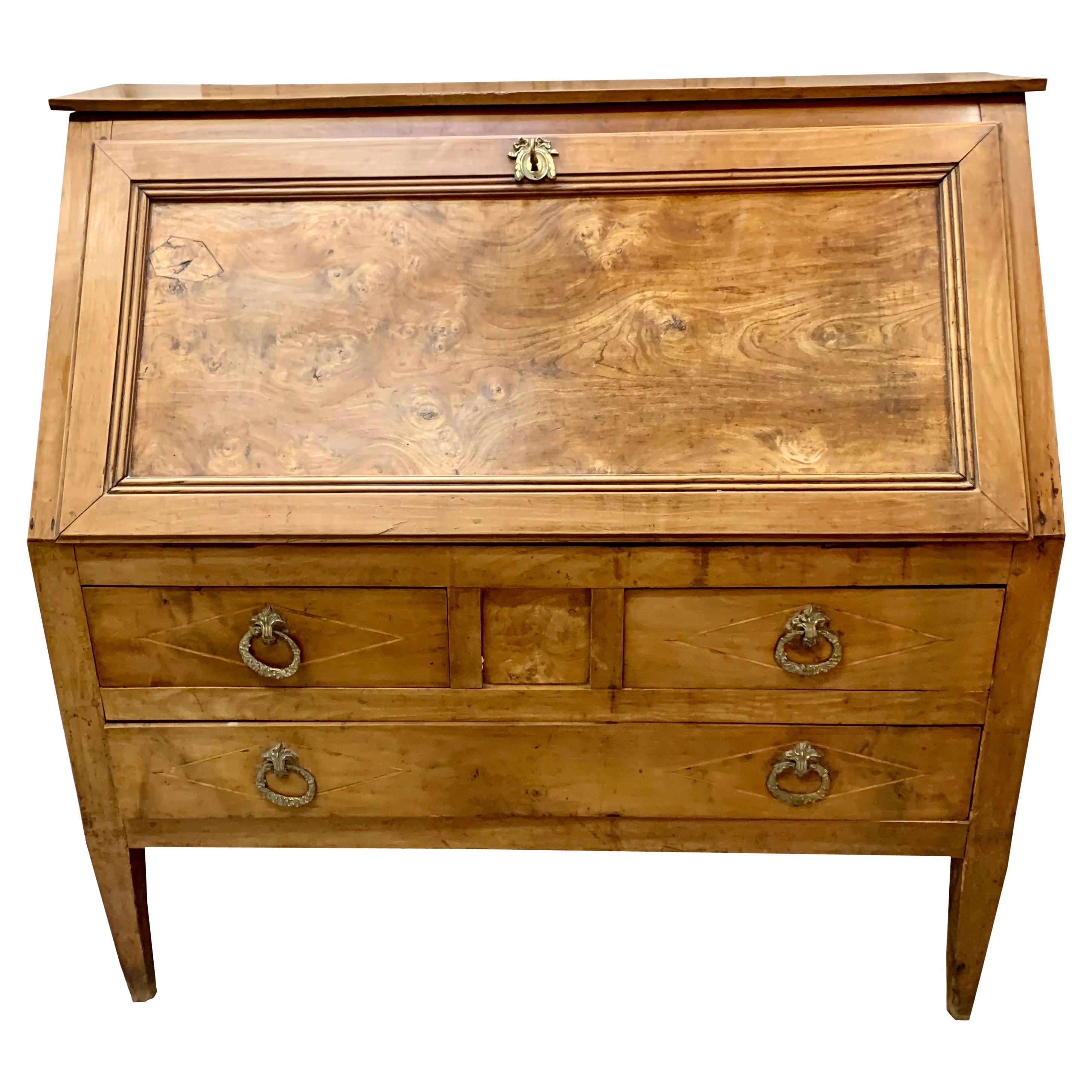 19th Century French Directory Cherry Wood Secretary Desk For Sale