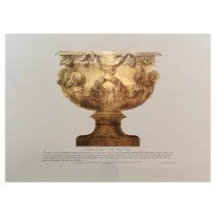 Contemporary Italian Vintage Vase Print with Press Engraving Pure Gold Leaf 