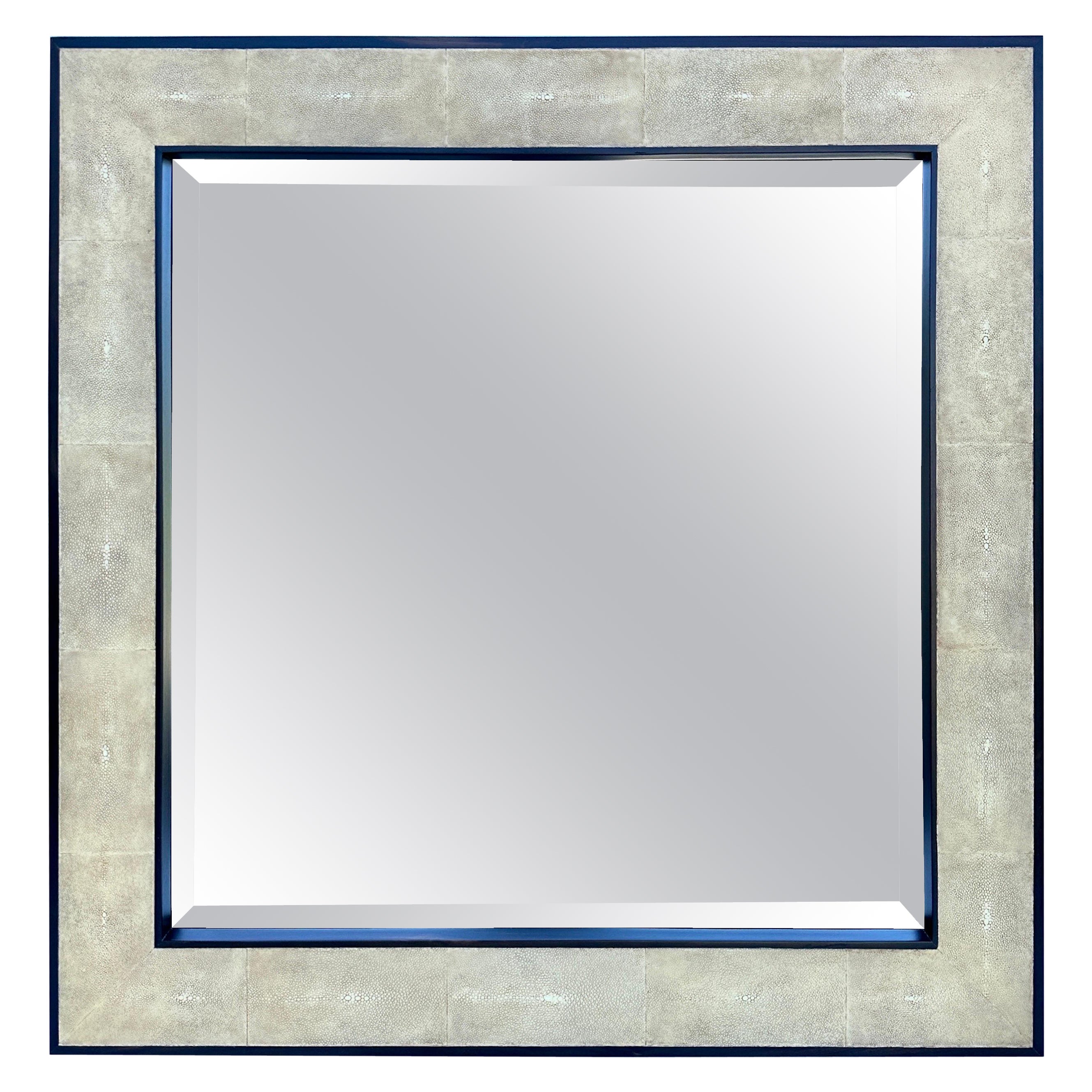 JMF Style Shagreen Framed Square Mirror by Ron Seff For Sale