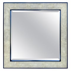 Vintage JMF Style Shagreen Framed Square Mirror by Ron Seff
