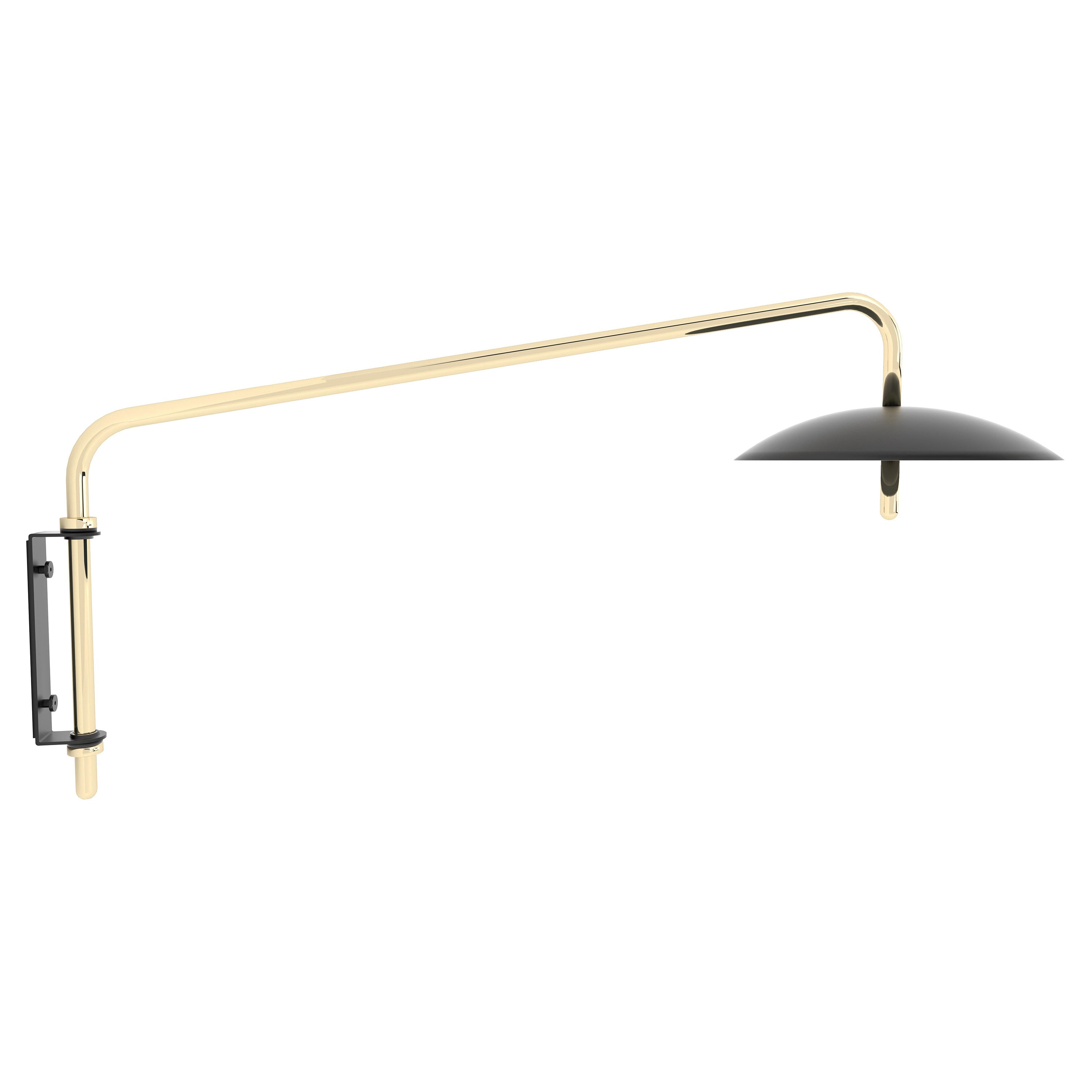 Signal Swing Arm Sconce, Black X Brass, Short, from Souda, in Stock