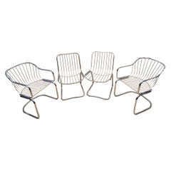 MCM Chrome Tubular Mod Cantilever Dining Chairs by Gastone Rinaldi, Set of 4