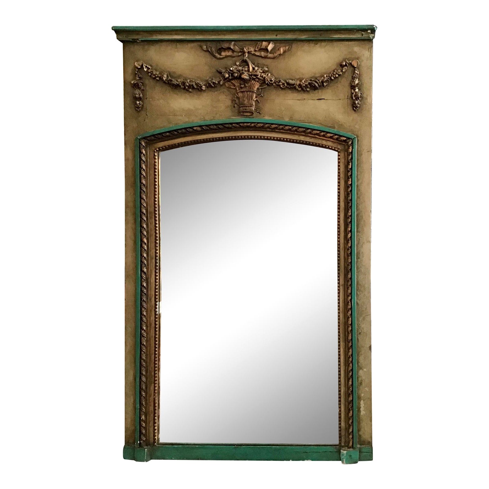 Small Classic French Boiserie Mirror in Original Painted Finish