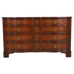 Retro Kindel Furniture Georgian Mahogany Serpentine Twelve-Drawer Dresser, Restored