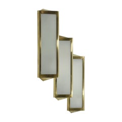 Set of 3 Brass & Milk Glass Sconces by Ralph Lauren