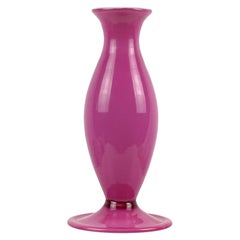 Murano Antique Blush Pink White Italian Art Glass Footed Cabinet Flower Vase