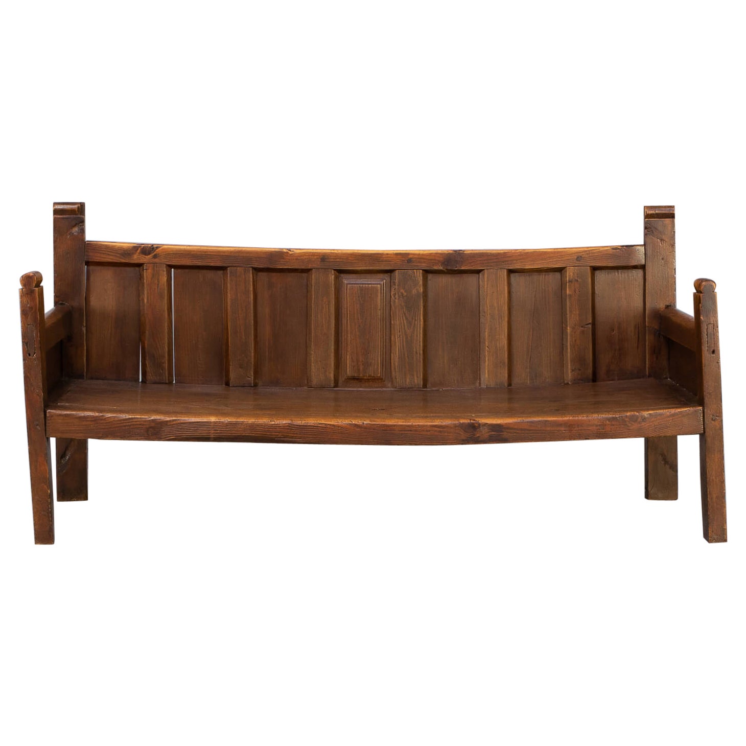 19th Century Rustic Oak Wooden Bench For Sale