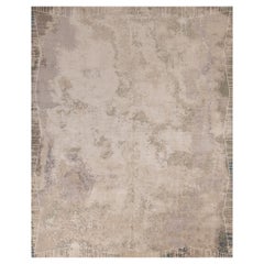 Contemporary Italian Rug Beige Grey Wool Silk, Roma Camouflage