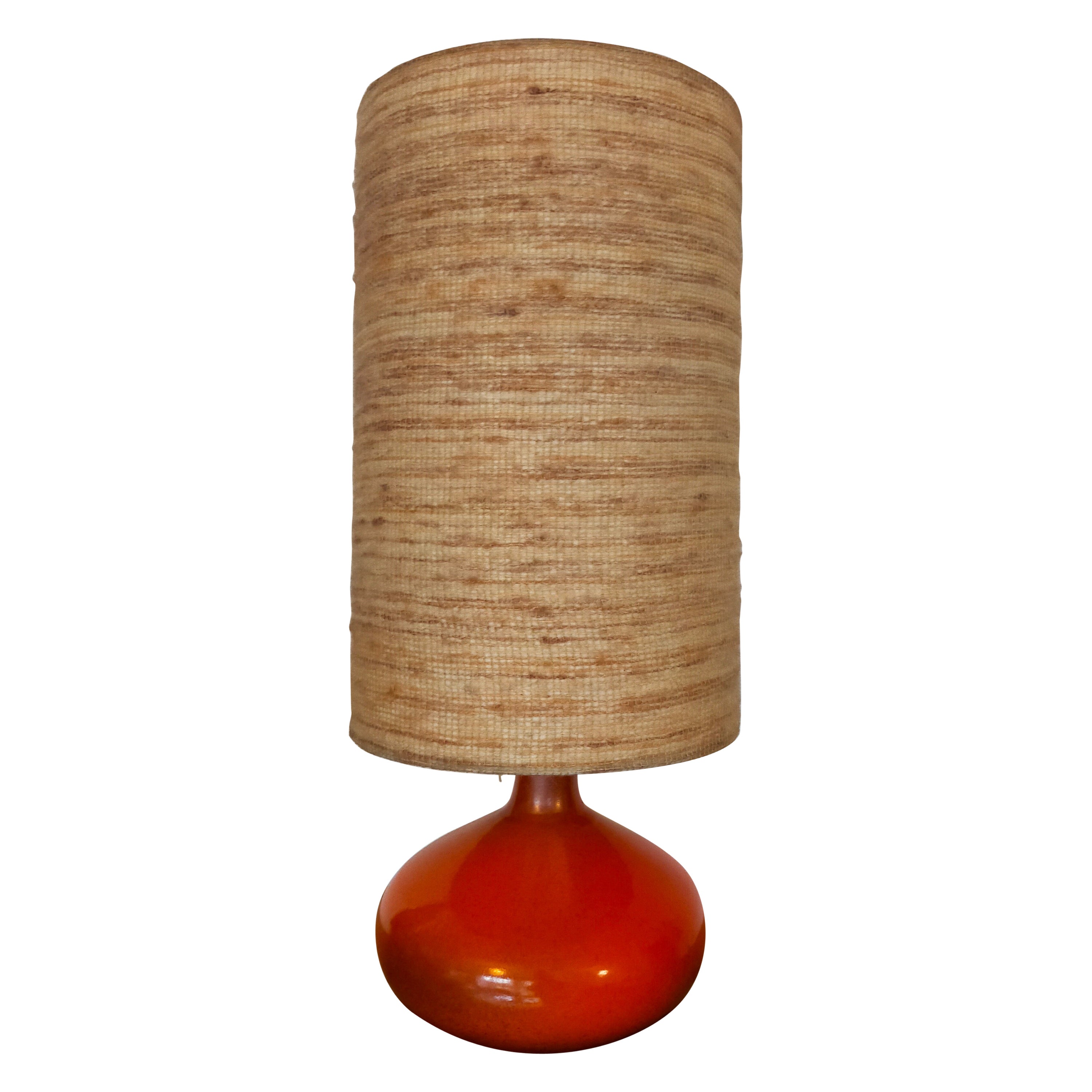 Lampe en céramique rouge orange de Jacques Lignier en vente