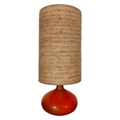 Lampe en céramique rouge orange de Jacques Lignier