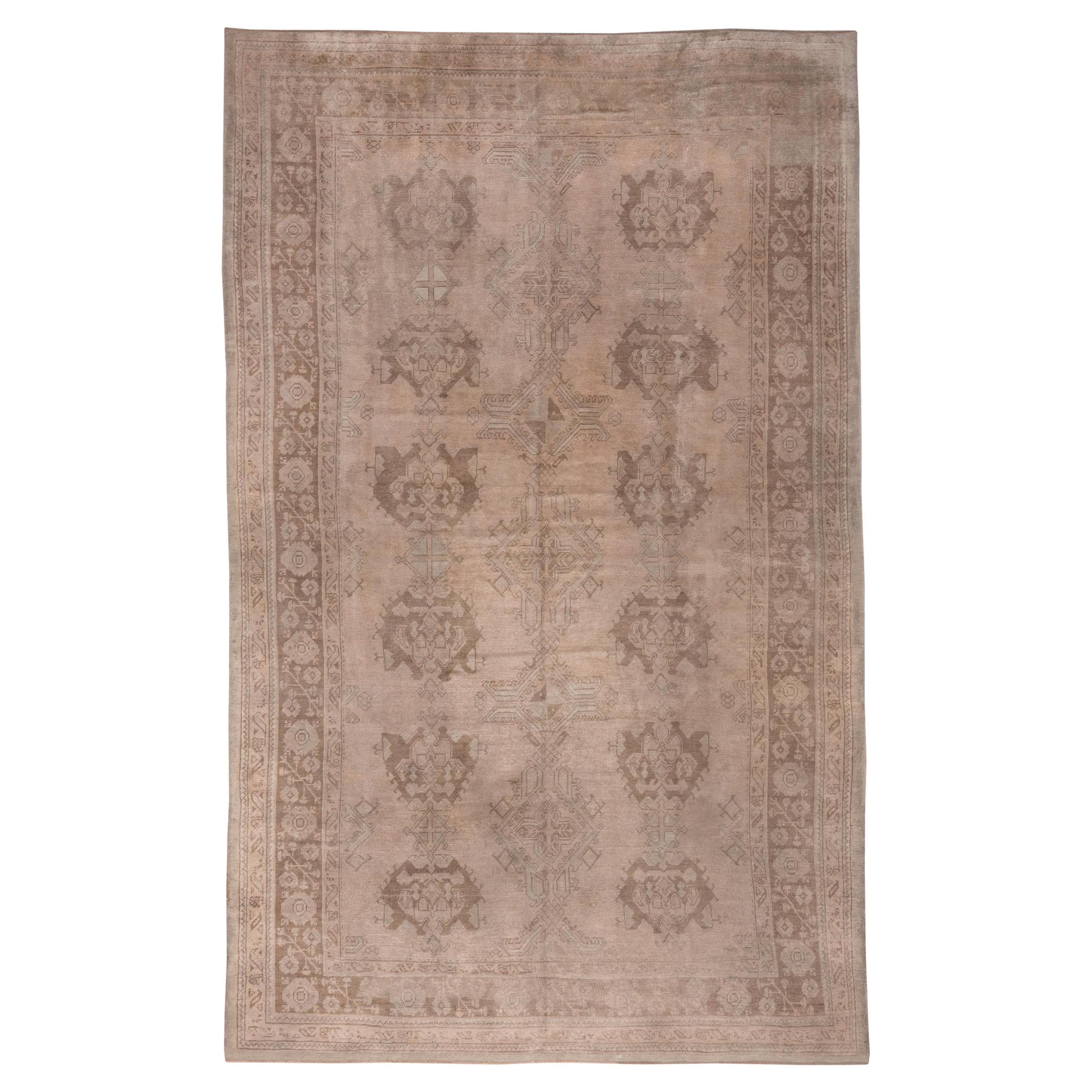 Neutral Antique Turkish Oushak Carpet For Sale