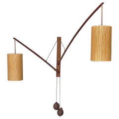 Monumental Teak Wall Lights Lamp by Rupprecht Skrip Coconut Counterweights 1950s