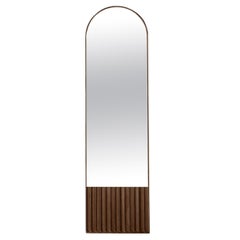 Tutto Sesto Solid Wood Oval Mirror, Ash in Brown Finish, Contemporary