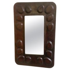 Retro Mid-Century Modern Hungarian Mirror, Leather, 1960s