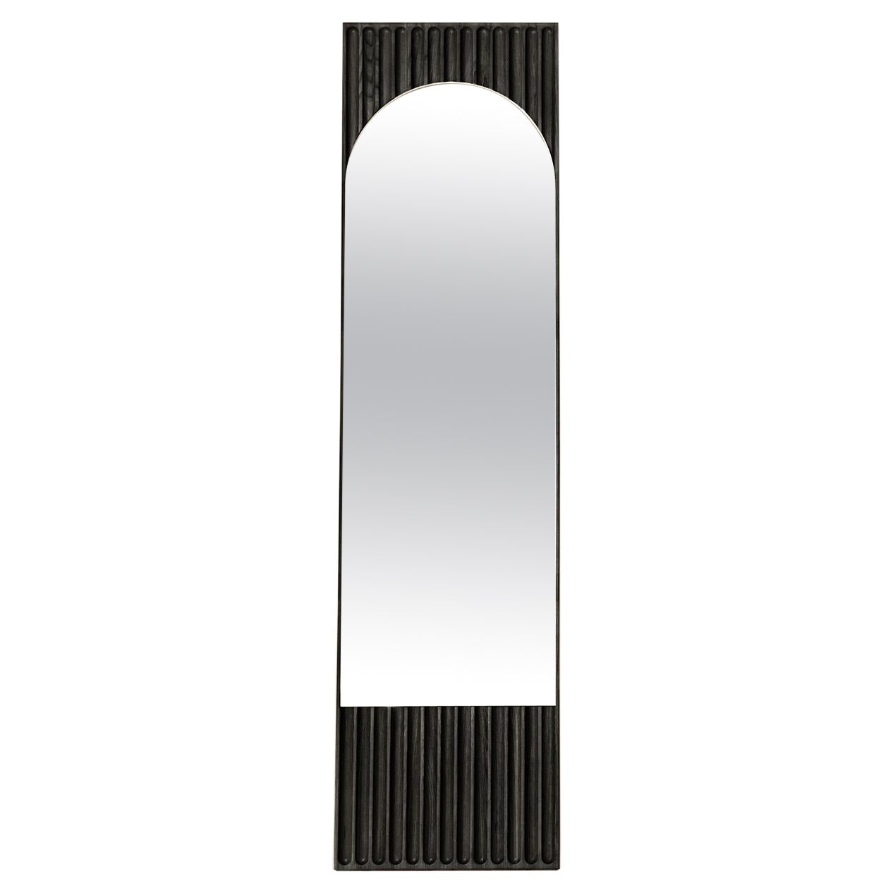 Tutto Sesto Solid Wood Rectangular Mirror, Ash in Black Finish, Contemporary For Sale