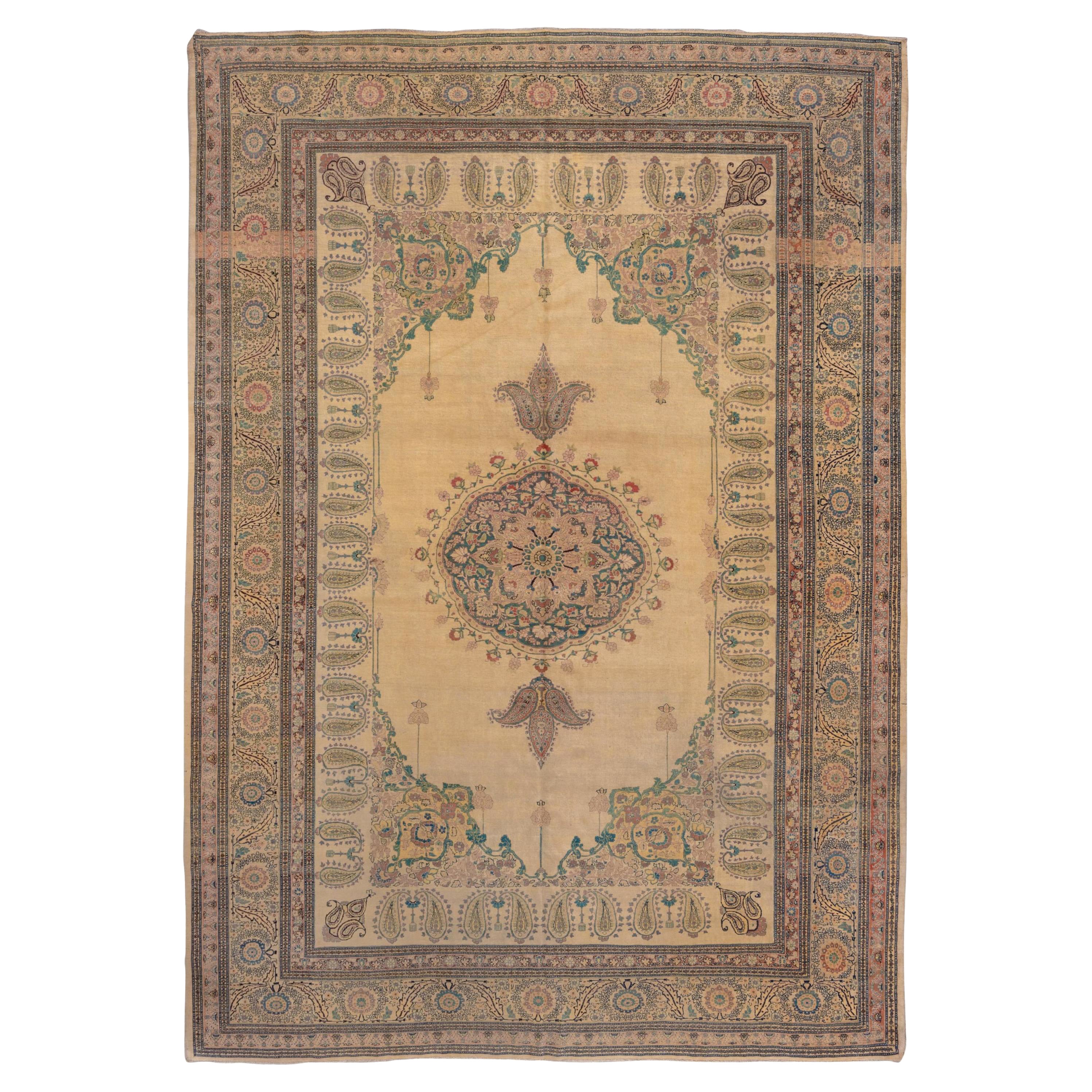 Late 19th Century Fancy Persian Haji Jalili Tabriz Carpet For Sale