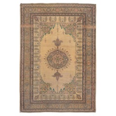 Antique Late 19th Century Fancy Persian Haji Jalili Tabriz Carpet