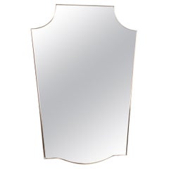 Italian Midcentury Large Vintage Wall Mirror with Brass Frame, 1970s