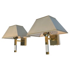 Pair of Lucite and Gilt Wall Sconces, circa 1970