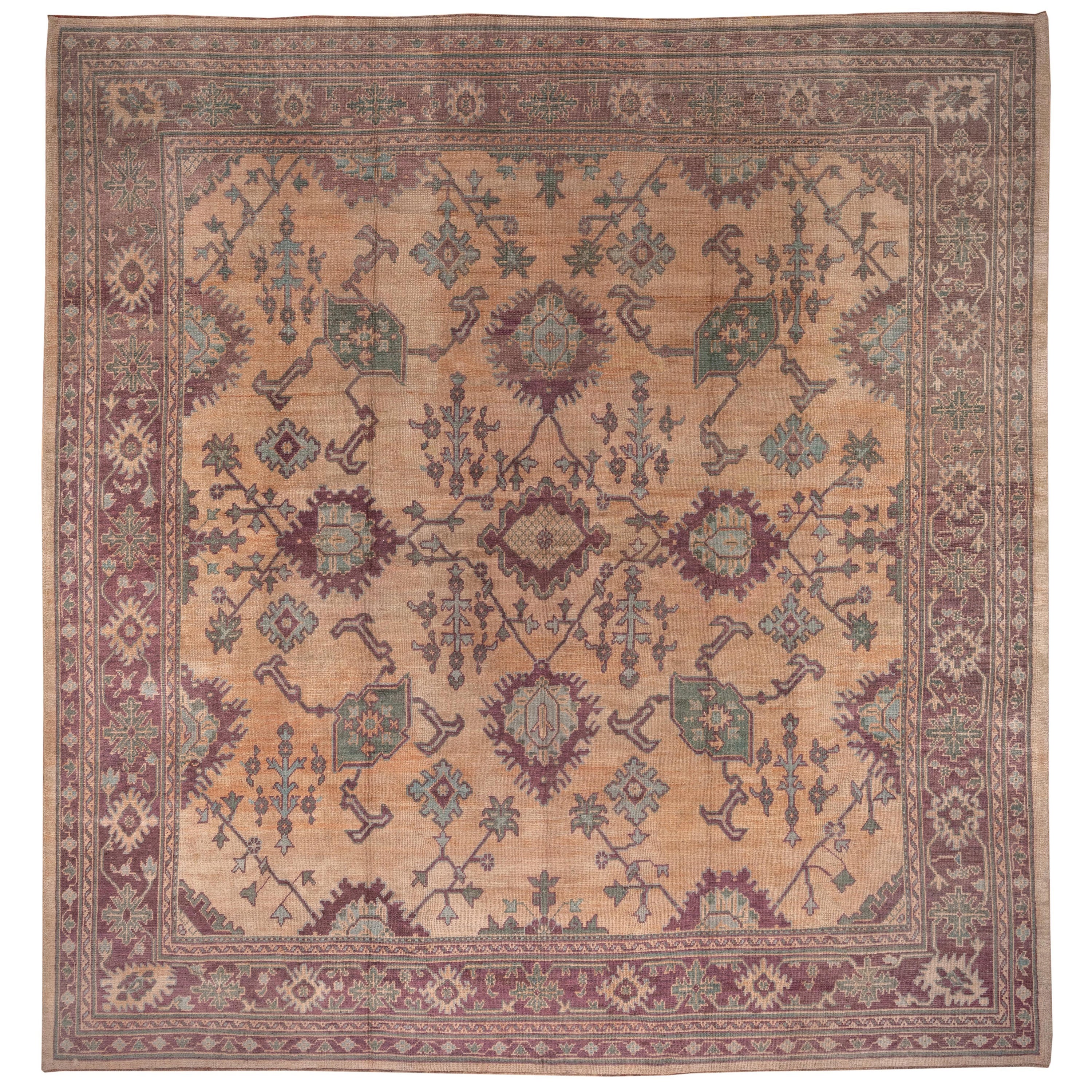 Square Antique Turkish Oushak Carpet For Sale