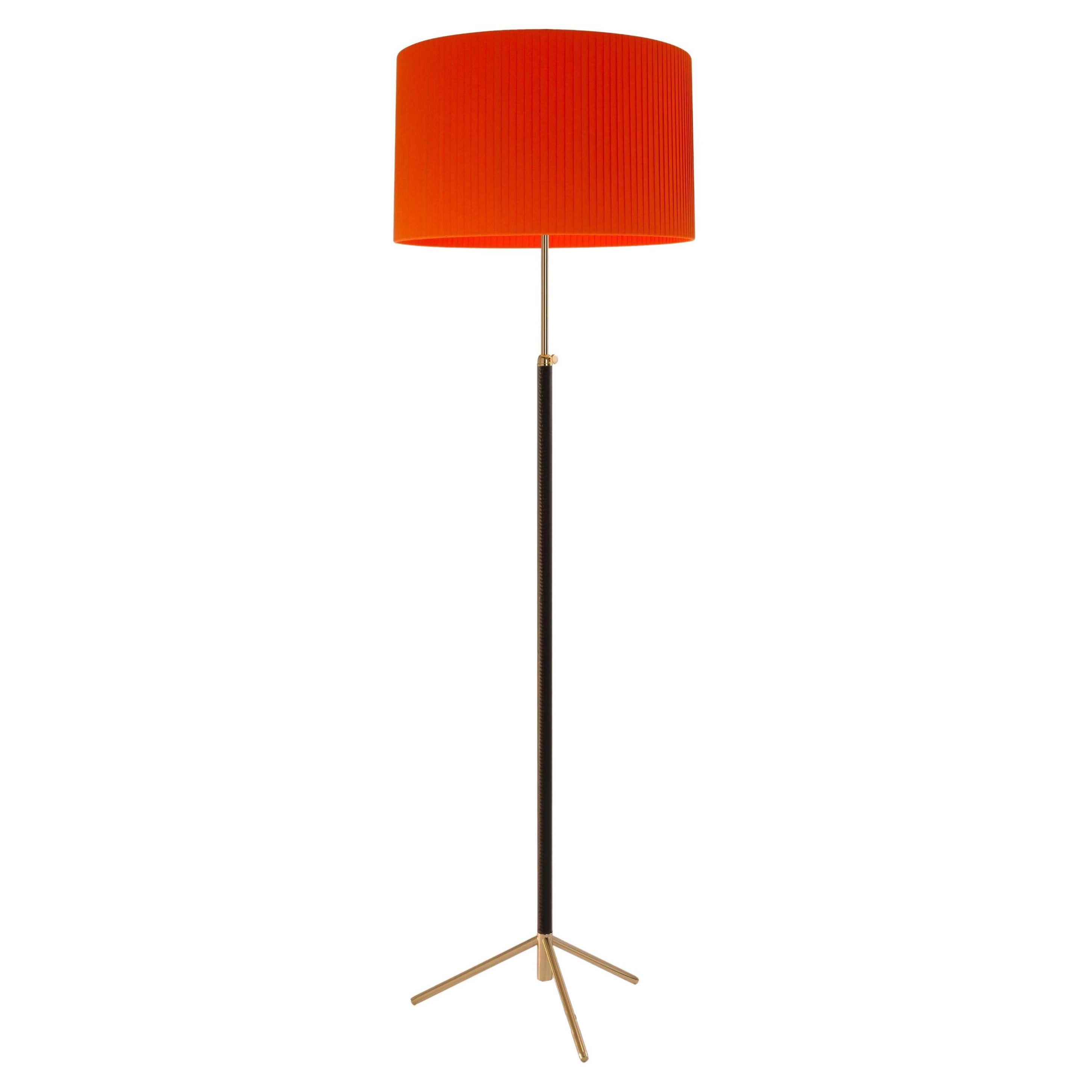 Red and Brass Pie de Salón G2 Floor Lamp by Jaume Sans For Sale