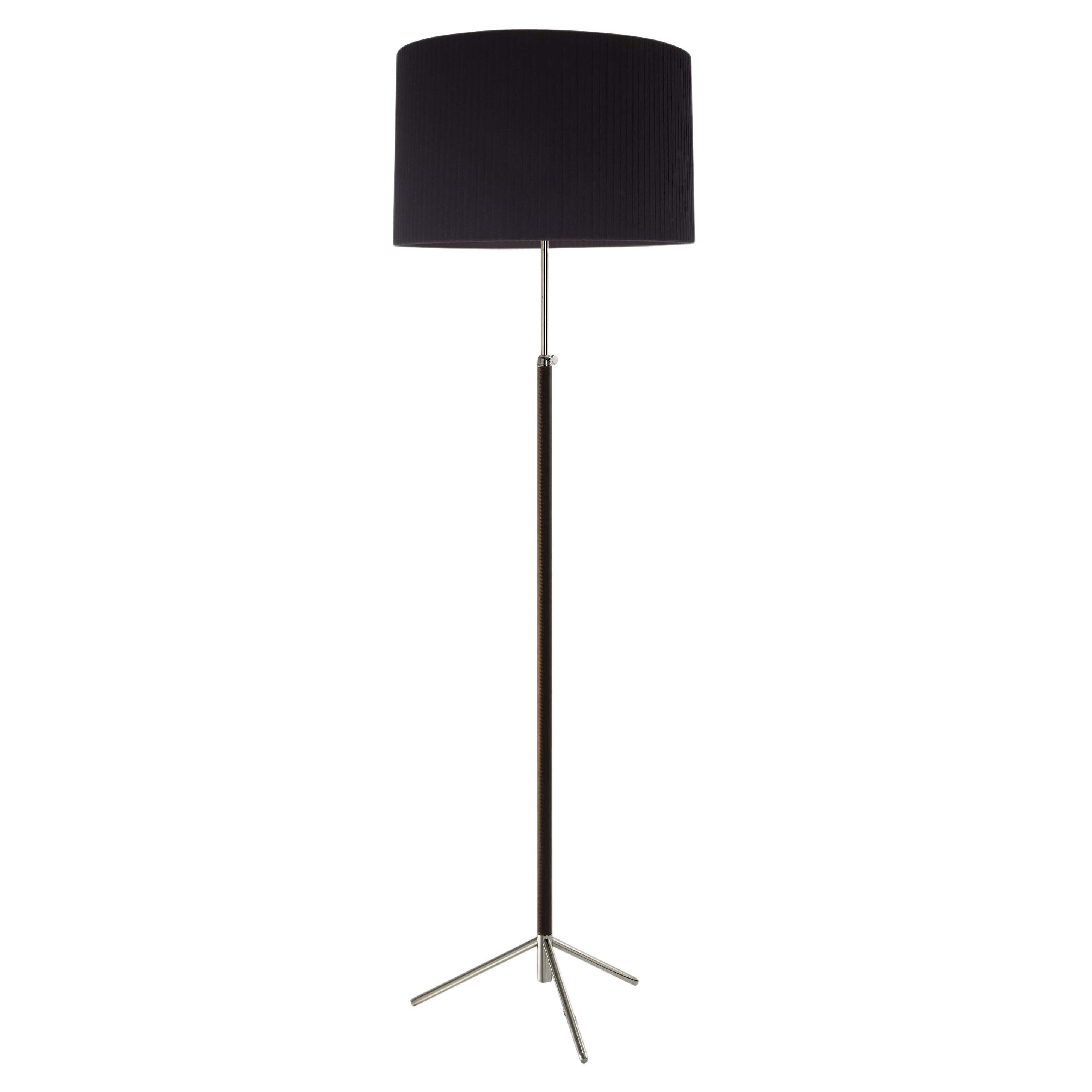 Lampadaire Pie de Salón G2 noir et chrome par Jaume Sans