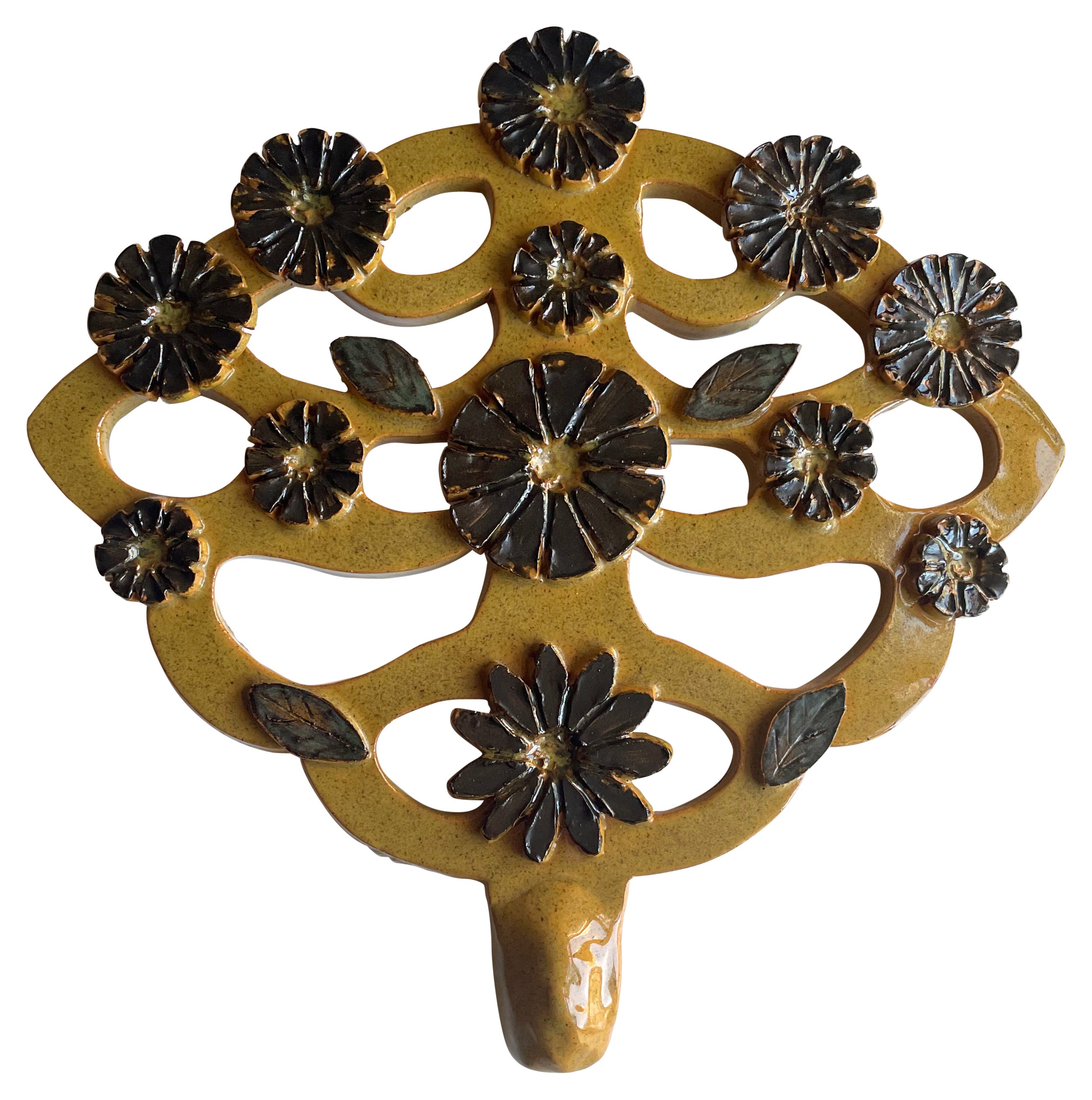 Floral Tree of Life Ceramic Art Wall Decoration, 1960s For Sale