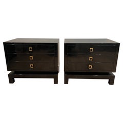 Pair of Black Lacquered Side Tables by Guy Lefèvre for Maison Jansen