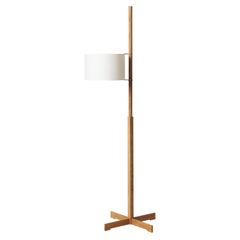 White and Oak Tmm Floor Lamp by Miguel Milá