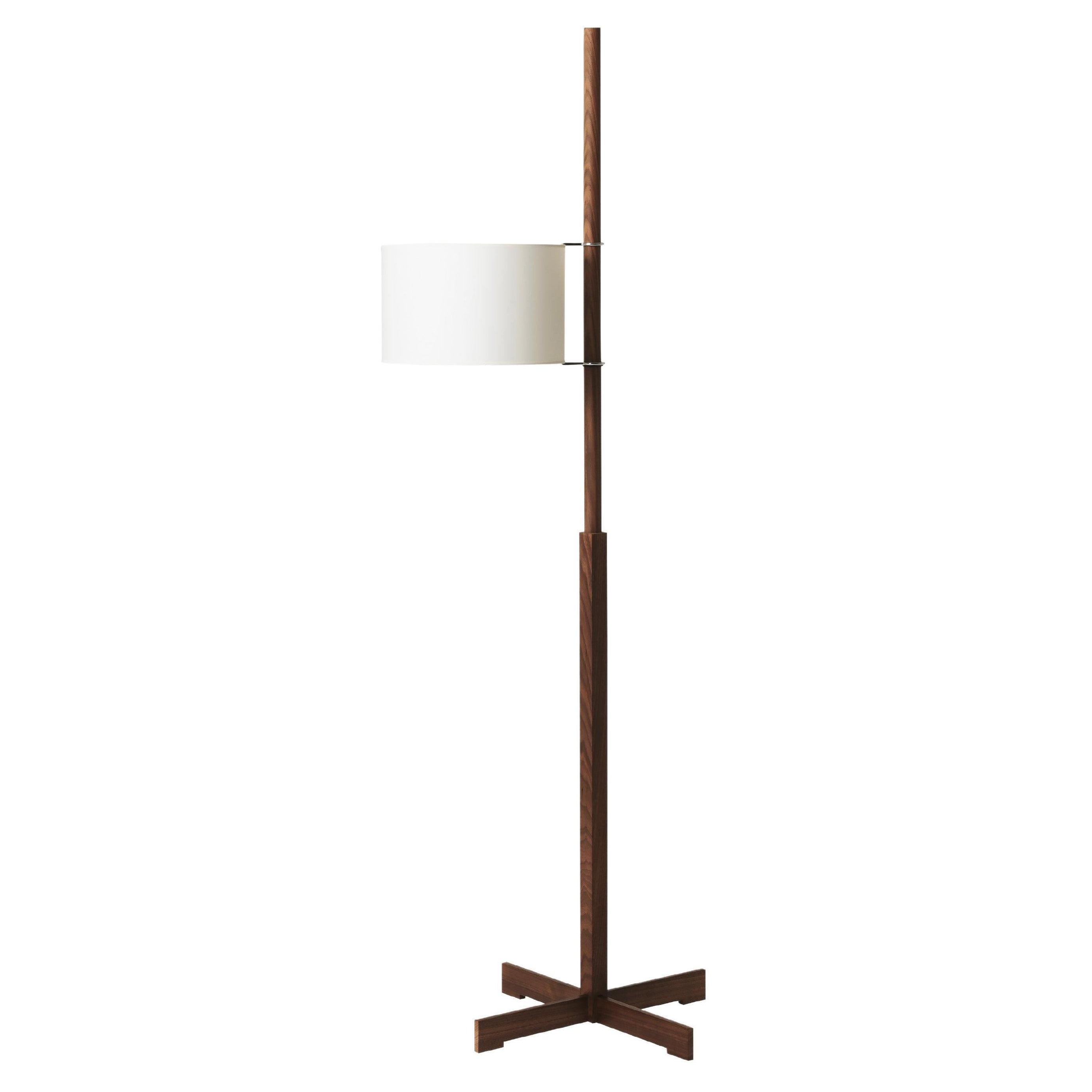 White and Walnut Wood TMM Floor Lamp by Miguel Milá For Sale