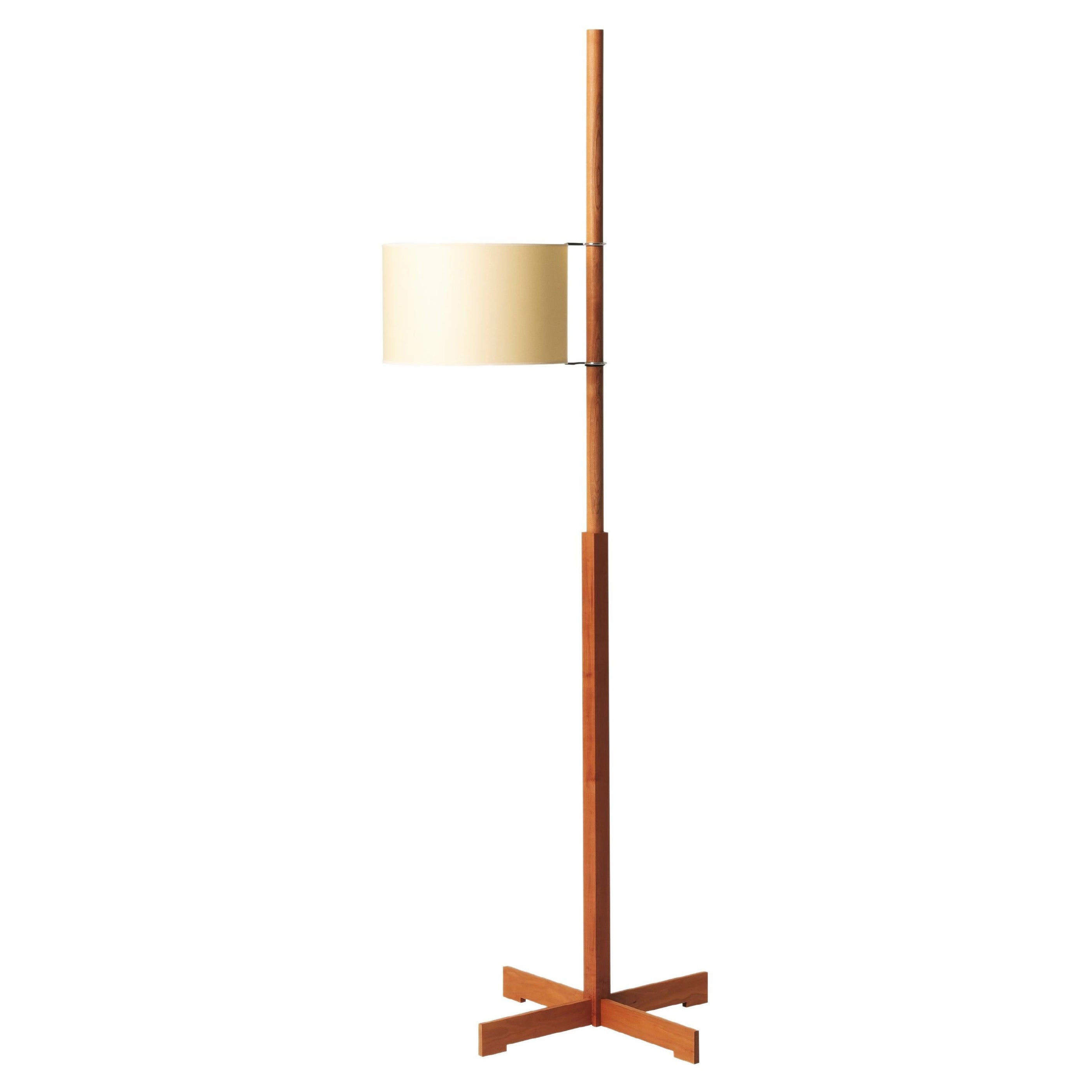 Beige and Cherry Wood TMM Floor Lamp by Miguel Milá For Sale