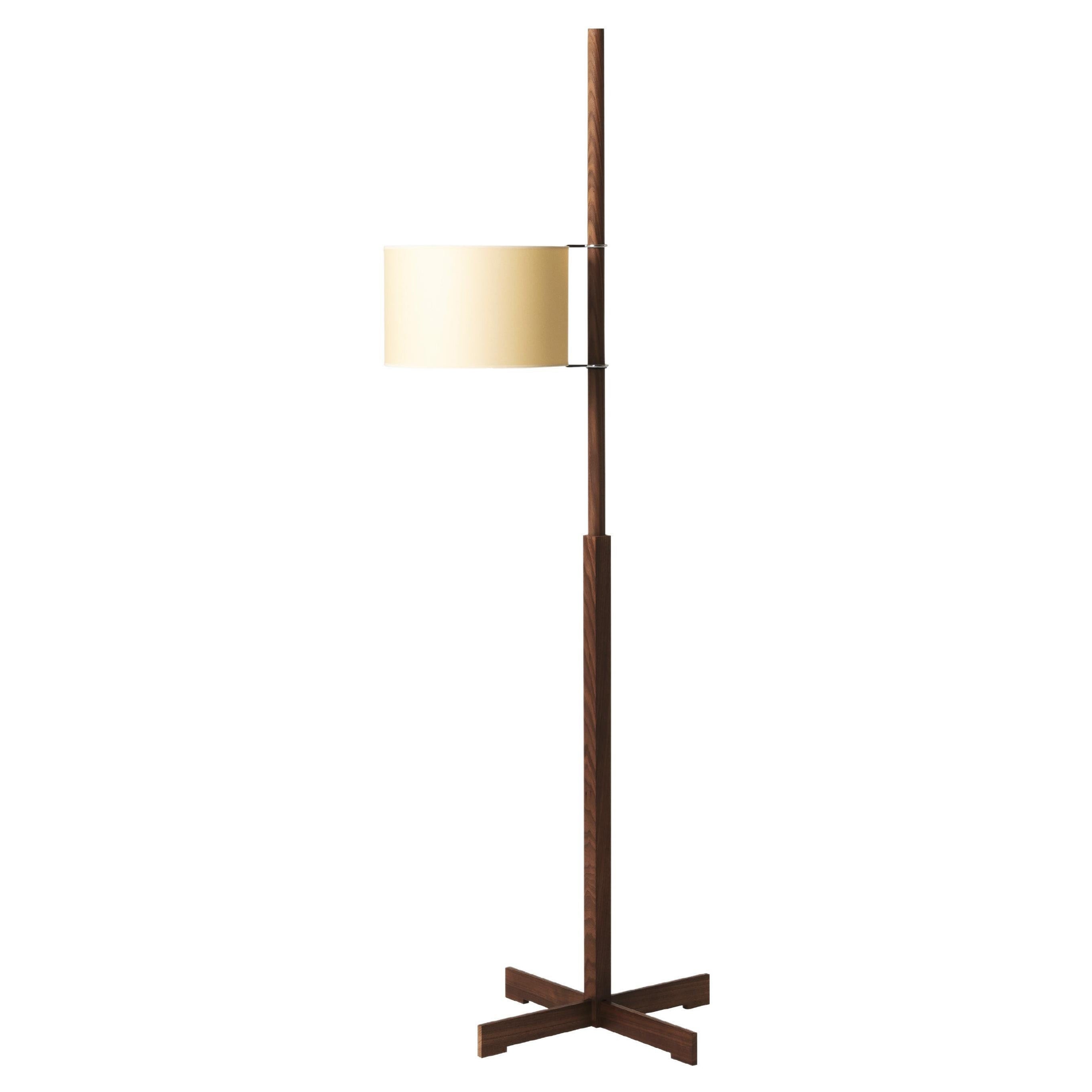 Beige and Walnut Wood TMM Floor Lamp by Miguel Milá For Sale