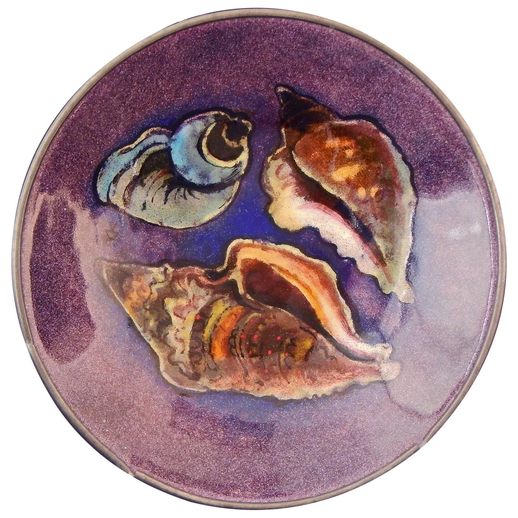 "Conch Shells, " Midcentury Footed Enamel Bowl by Drerup