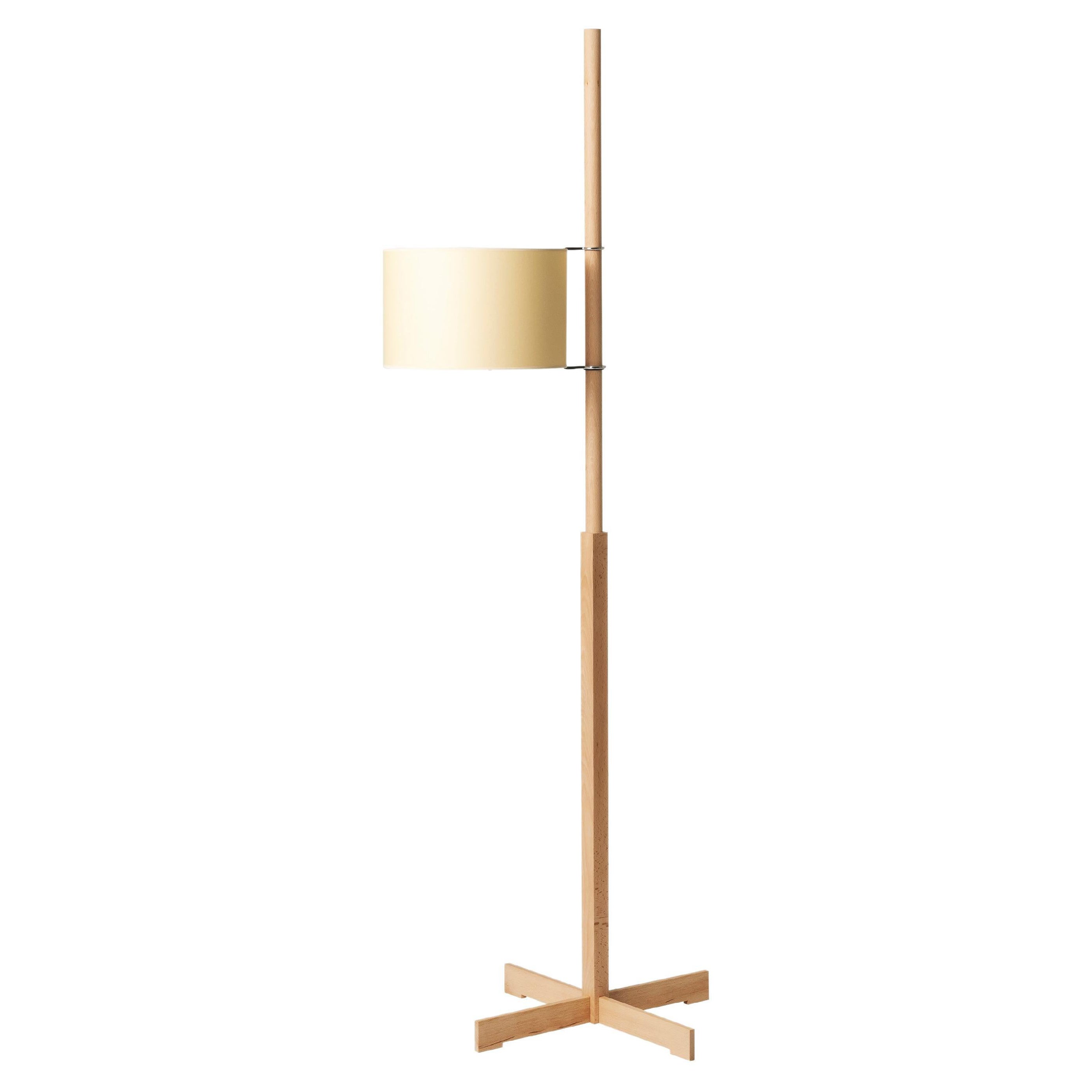 Beige and Beech Wood TMM Floor Lamp by Miguel Milá For Sale