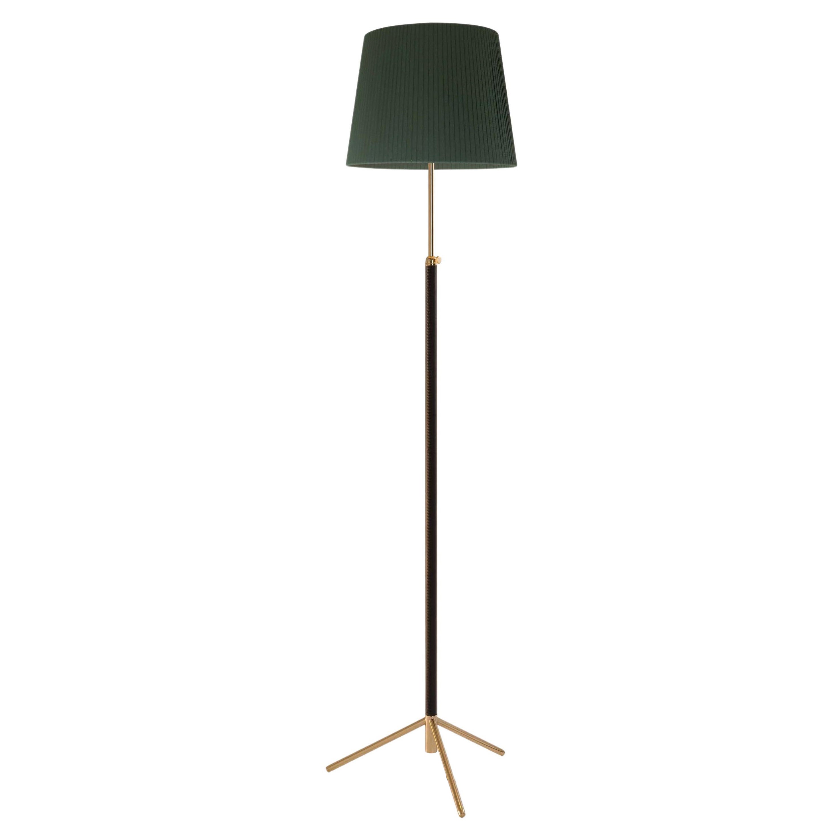 Green and Brass Pie de Salón G3 Floor Lamp by Jaume Sans For Sale