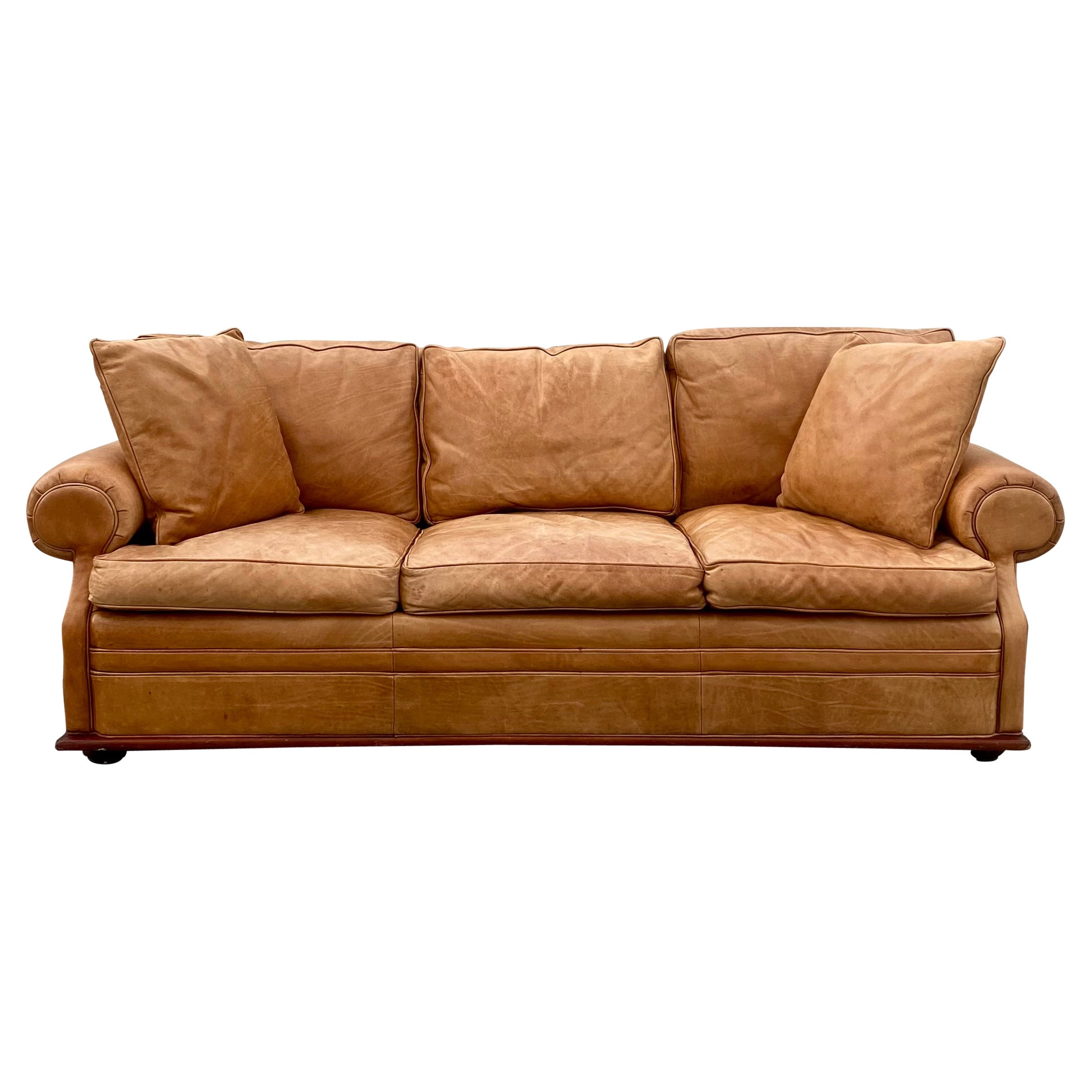 Henredon Ralph Lauren Saddle Leather Sofa For Sale