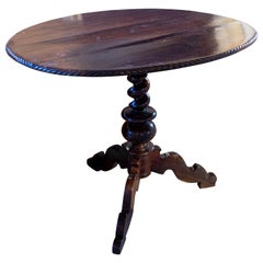 Antique 19th Century Portuguese Rosewood Table with Oval Top and Leg in the Middle