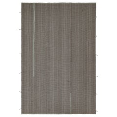 Rug & Kilim’s Contemporary Kilim Rug in Gray with Blue Stripes and Brown Accents