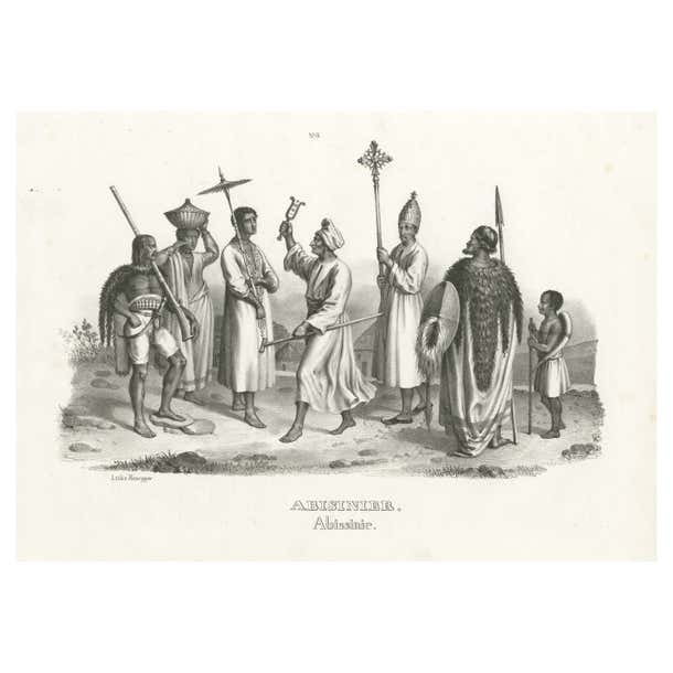 Abyssinian Torbies Antique Steel Engraved Print Showing Natives of Abyssinia, Ethiopia For ...