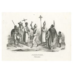 Stampa antica incisa in acciaio che mostra i nativi dell'Abissinia, Etiopia